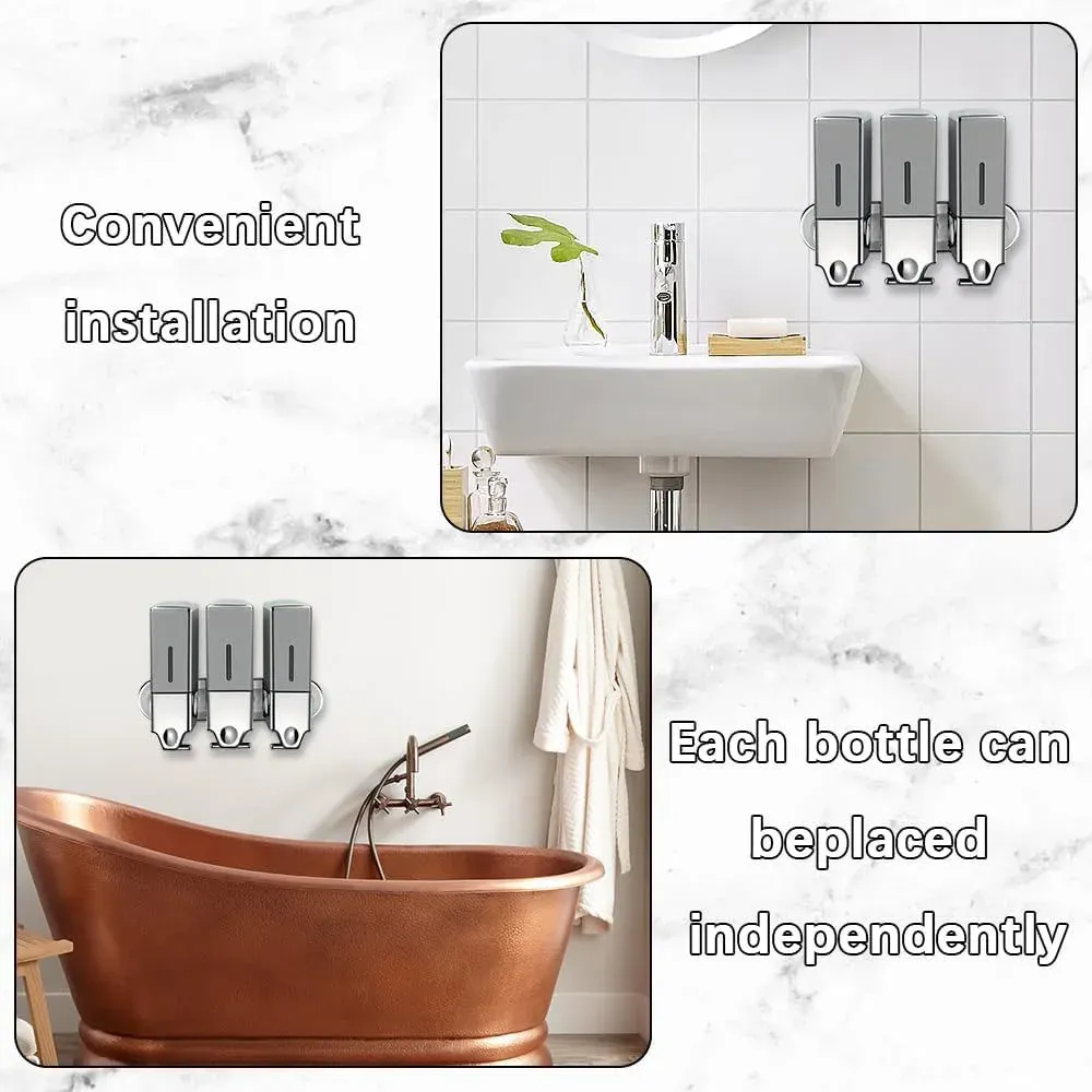 Distributeur manuel mural pour savon et après-shampooing, idéal pour la douche, l'hôtel et la salle de bain 5