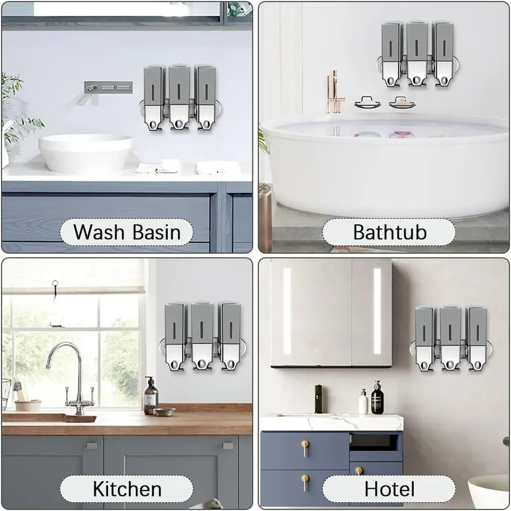 Distributeur manuel mural pour savon et après-shampooing, idéal pour la douche, l'hôtel et la salle de bain 6
