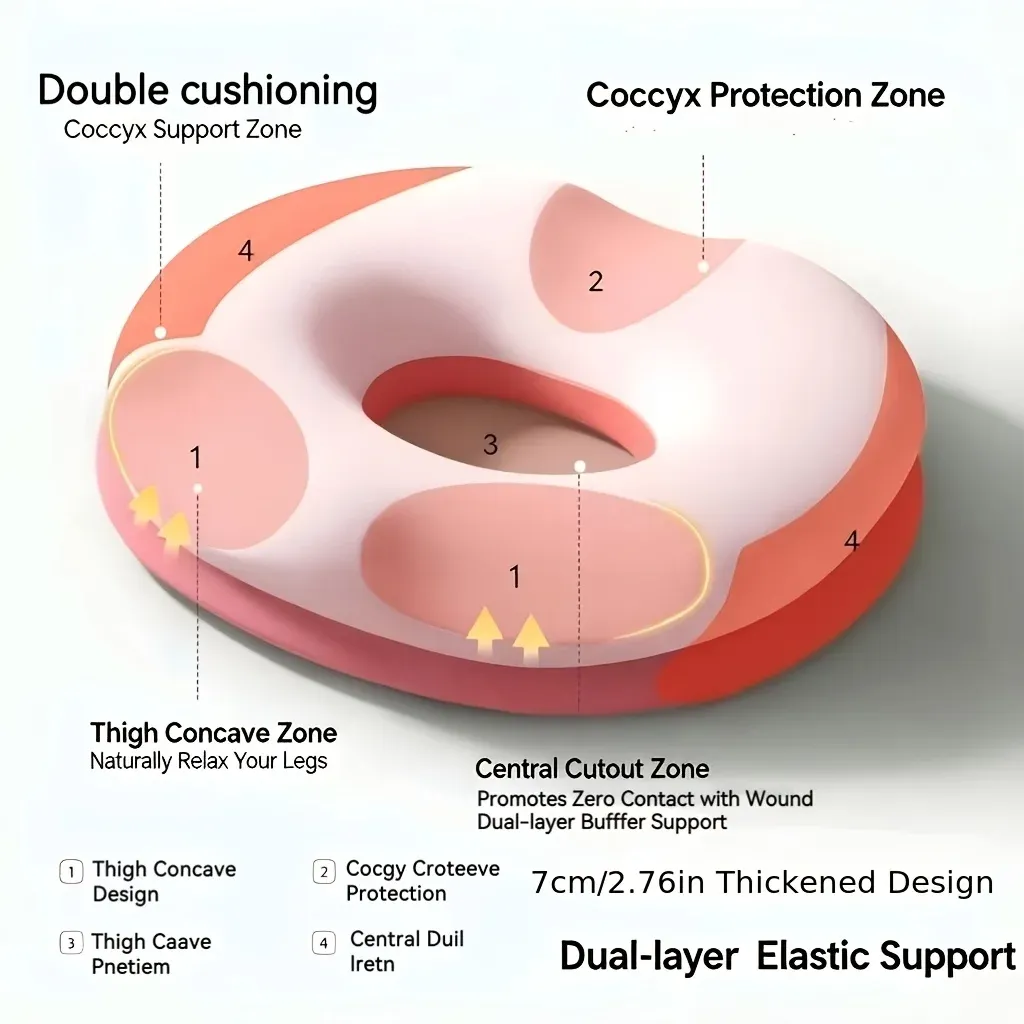 Coussin de siège en mousse à mémoire de forme en forme de donut, anti-hémorroïdes, avec soutien du coccyx, pour canapé et siège auto 3