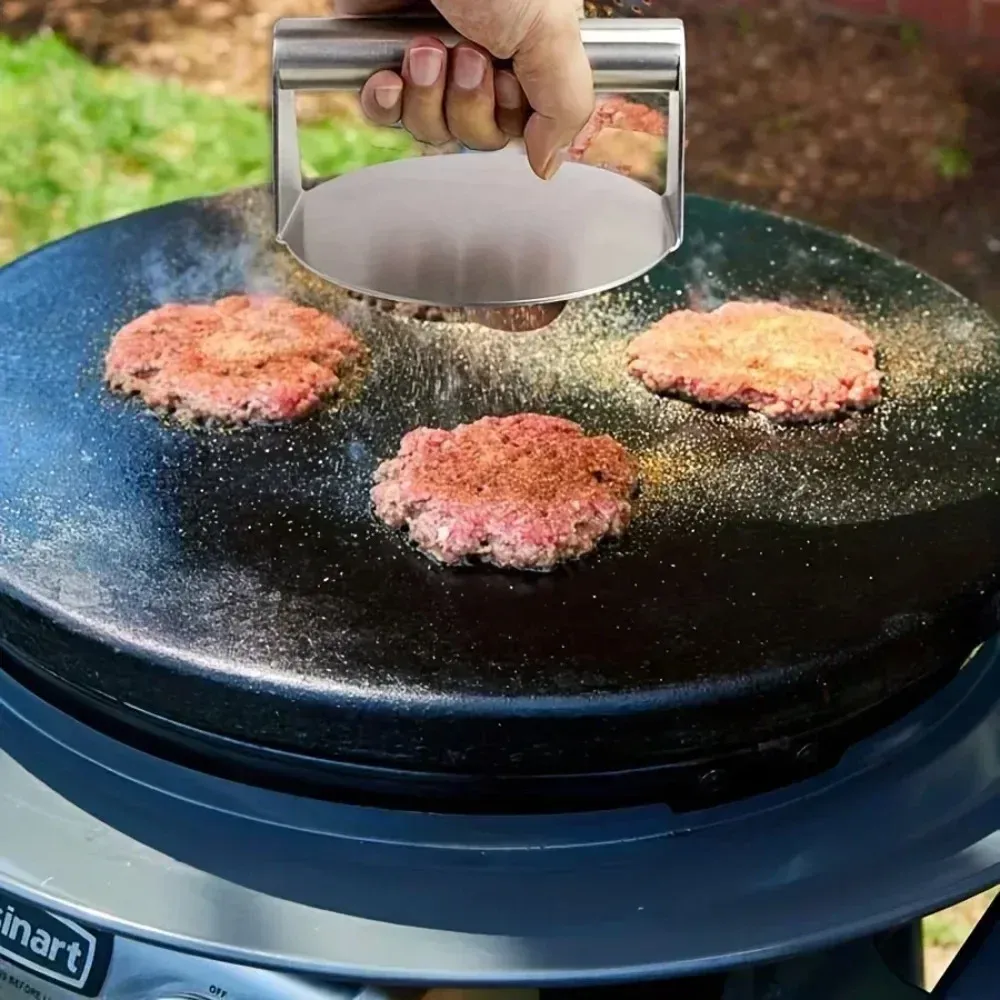 Presse à steak smash en acier inoxydable | Presse à hamburger robuste et antiadhésive pour barbecue et cuisson à la plancha 3