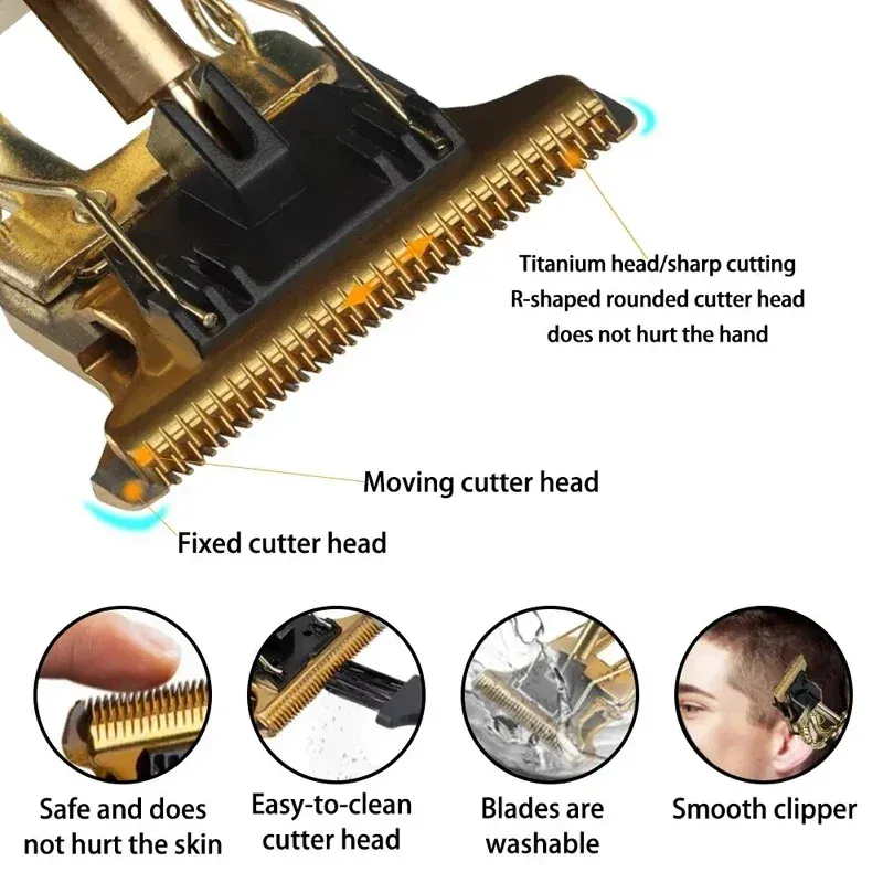 Tondeuse à cheveux électrique T9 avec accessoires, tondeuse rechargeable pour homme, rasoir professionnel pour barbier 3