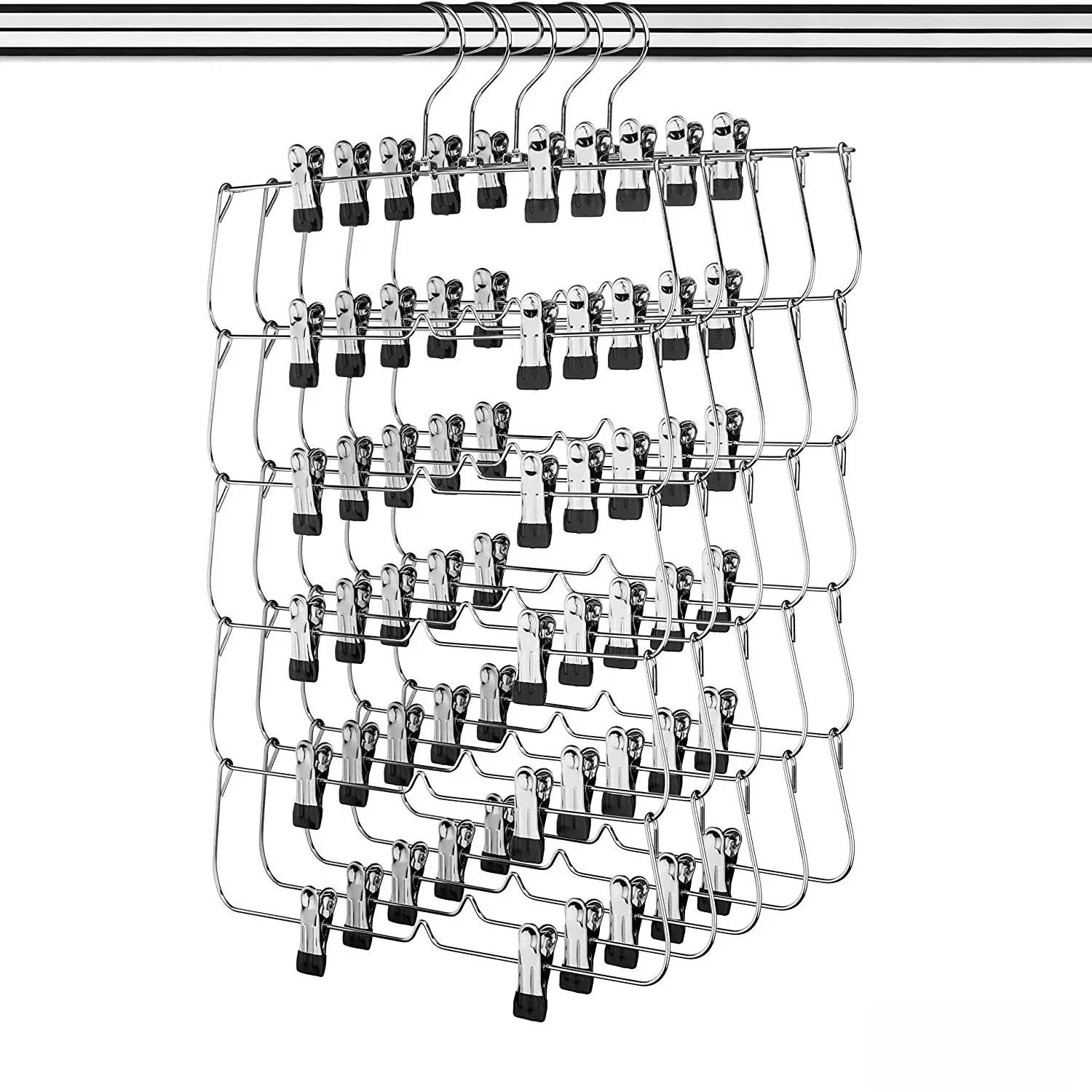 Cintres à clips 6 niveaux pour jupes et pantalons, organisateur de placard gain de place 2