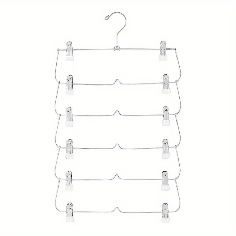 Cintres à clips 6 niveaux pour jupes et pantalons, organisateur de placard gain de place 7