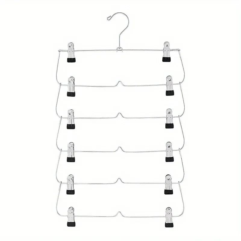 Cintres à clips 6 niveaux pour jupes et pantalons, organisateur de placard gain de place 8