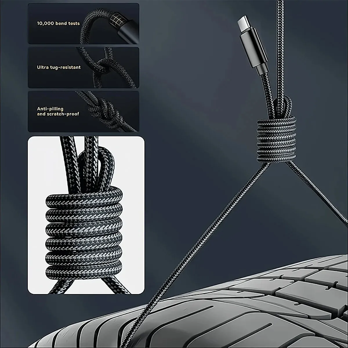 Câble de charge USB-C vue détaillée