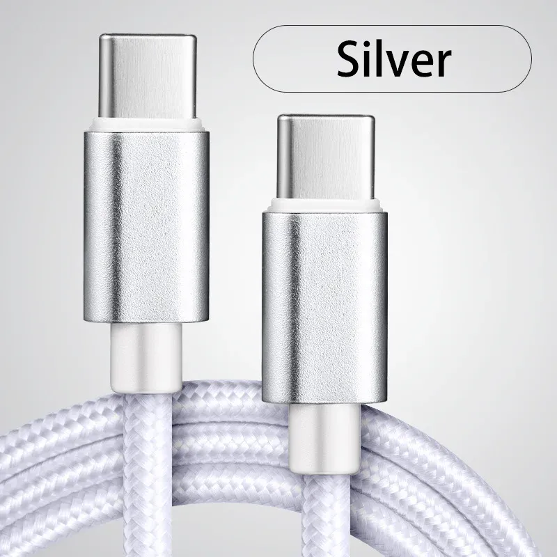 Câble de charge rapide USB-C vers USB-C 66 W 5 A en nylon, longueurs 1 m, 2 m et 3 m, compatible iPhone 15, iPhone 16 Pro Max, Samsung S24, Xiaomi et OPPO 9