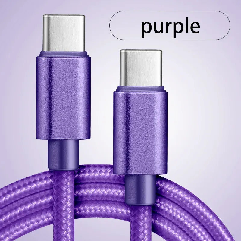 Câble de charge rapide USB-C vers USB-C 66 W 5 A en nylon, longueurs 1 m, 2 m et 3 m, compatible iPhone 15, iPhone 16 Pro Max, Samsung S24, Xiaomi et OPPO 6