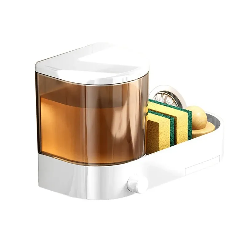Distributeur de savon mural avec porte-éponge, plateau égouttoir, pompe manuelle, étanche 9