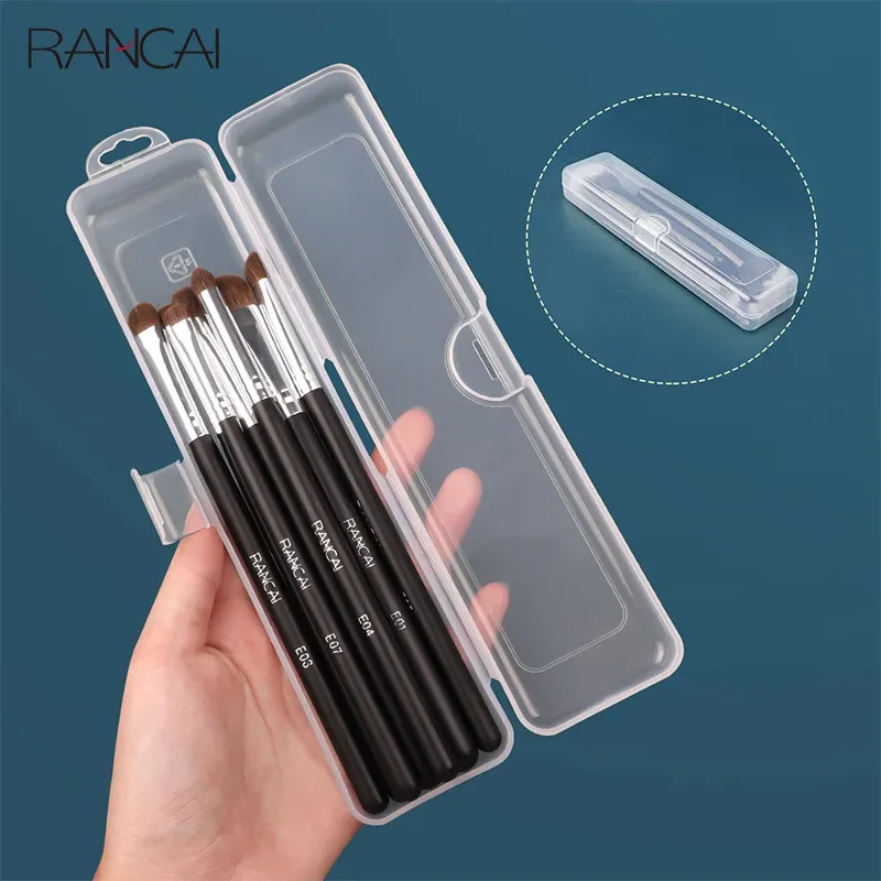 Boîte de rangement portable transparente avec couvercle pour pinceaux de maquillage, crayons à sourcils, baguettes et accessoires de beauté
