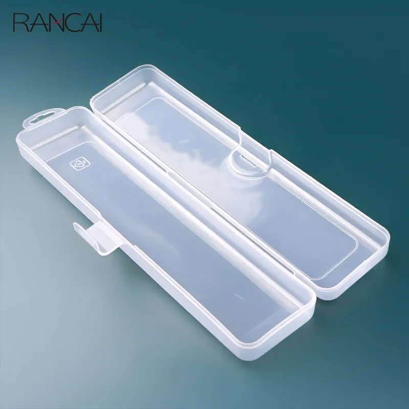 Boîte de rangement portable transparente avec couvercle pour pinceaux de maquillage, crayons à sourcils, baguettes et accessoires de beauté 4