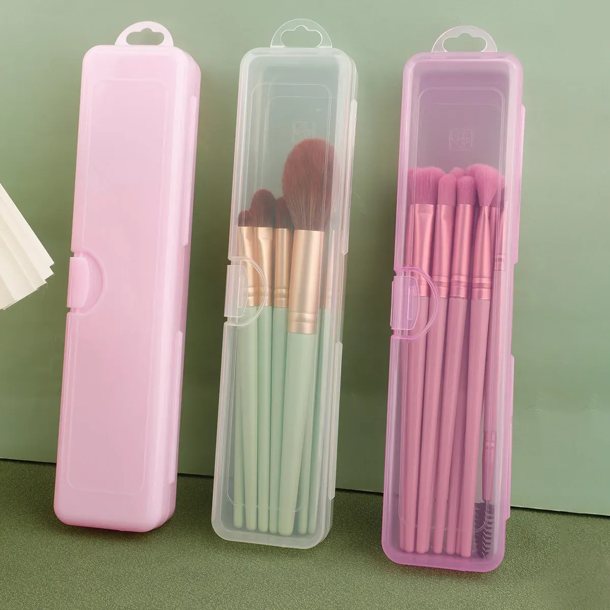 Boîte de rangement portable transparente avec couvercle pour pinceaux de maquillage, crayons à sourcils, baguettes et accessoires de beauté 7