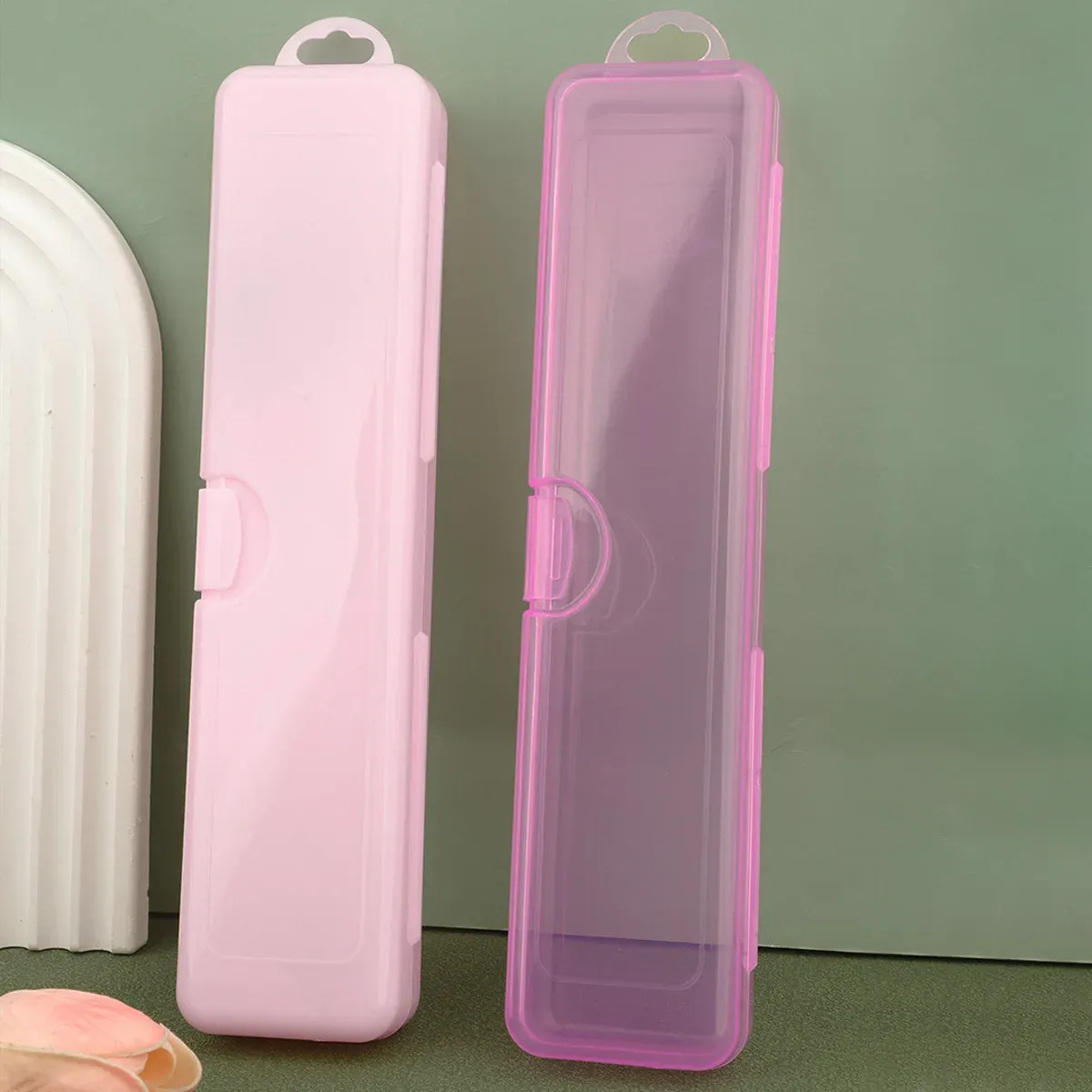 Boîte de rangement portable transparente avec couvercle pour pinceaux de maquillage, crayons à sourcils, baguettes et accessoires de beauté 9