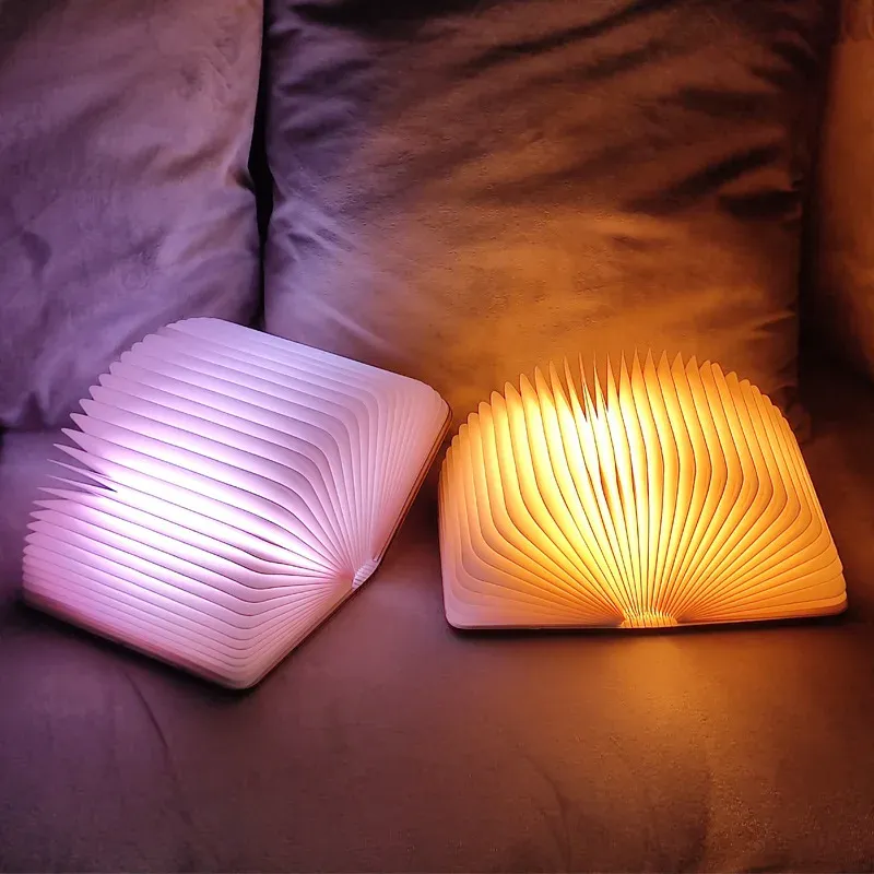 Livre lumineux pliable en bois avec éclairage LED, rechargeable, lampe de nuit créative pour enfants, cadeau d'anniversaire ou de Noël 3