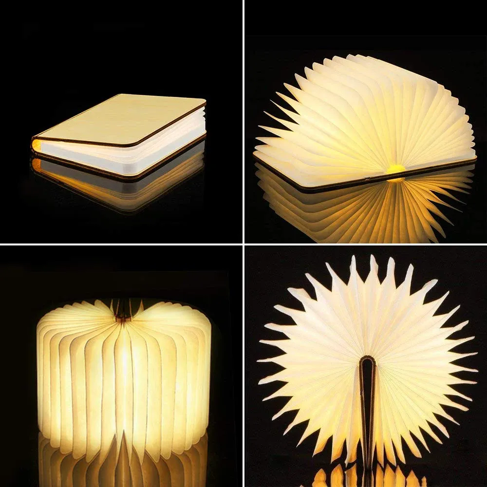 Livre lumineux pliable en bois avec éclairage LED, rechargeable, lampe de nuit créative pour enfants, cadeau d'anniversaire ou de Noël 4