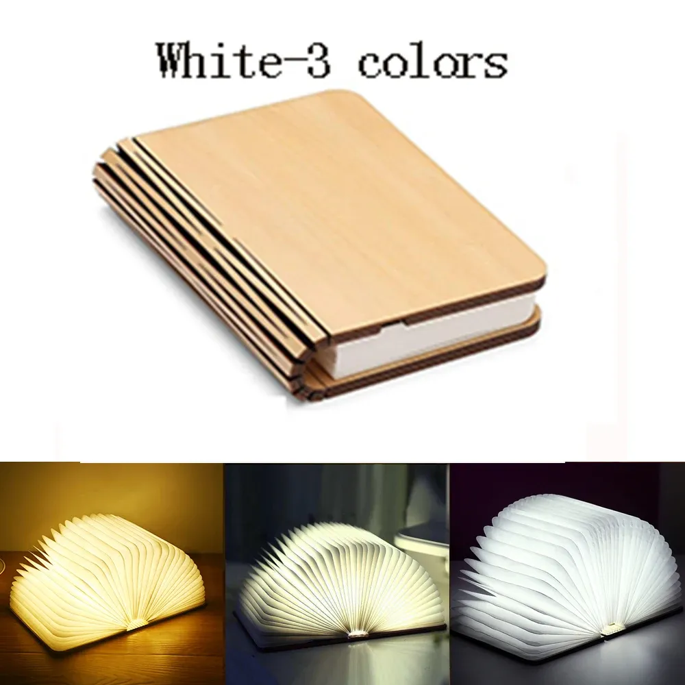 Livre lumineux pliable en bois avec éclairage LED, rechargeable, lampe de nuit créative pour enfants, cadeau d'anniversaire ou de Noël 9