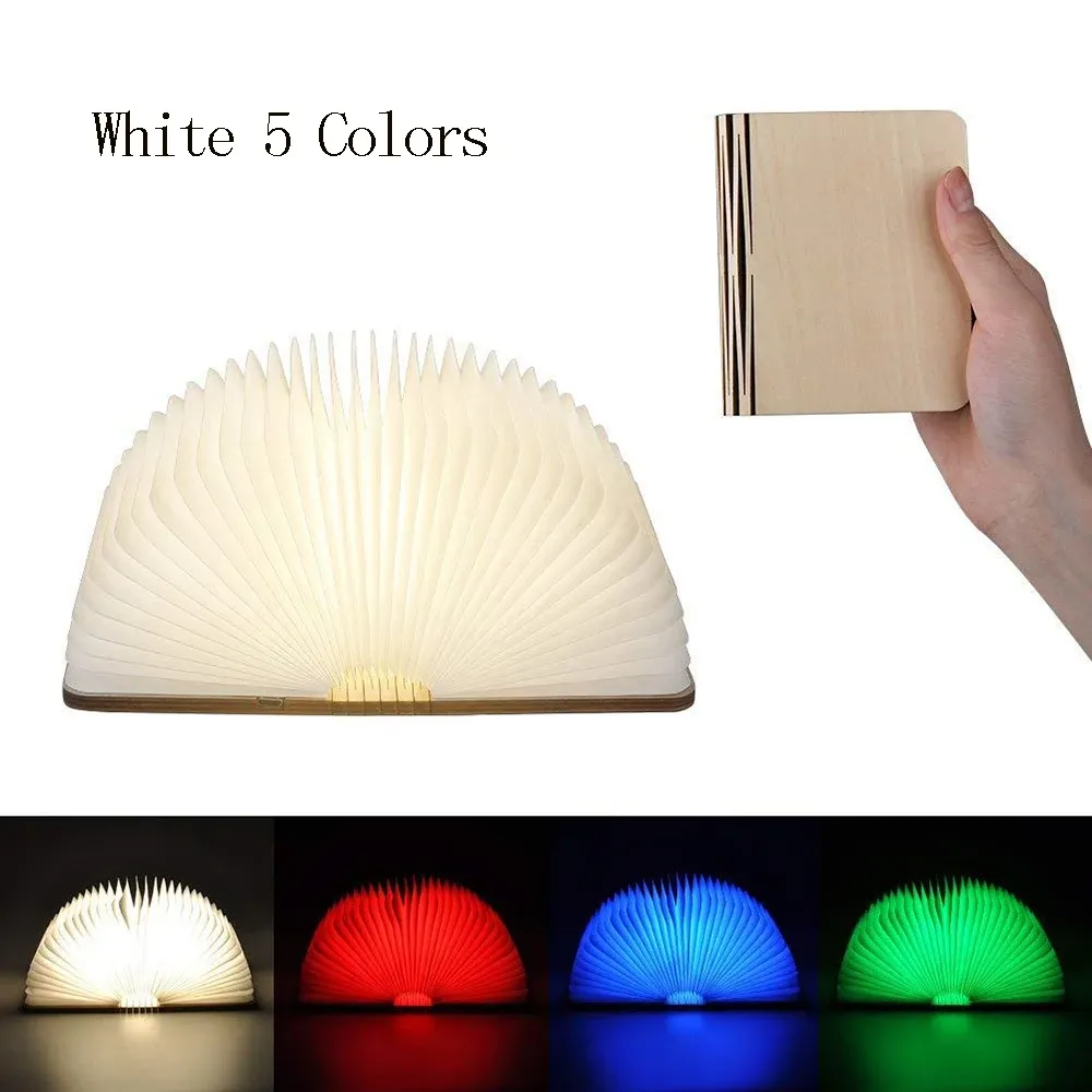 Livre lumineux pliable en bois avec éclairage LED, rechargeable, lampe de nuit créative pour enfants, cadeau d'anniversaire ou de Noël 10