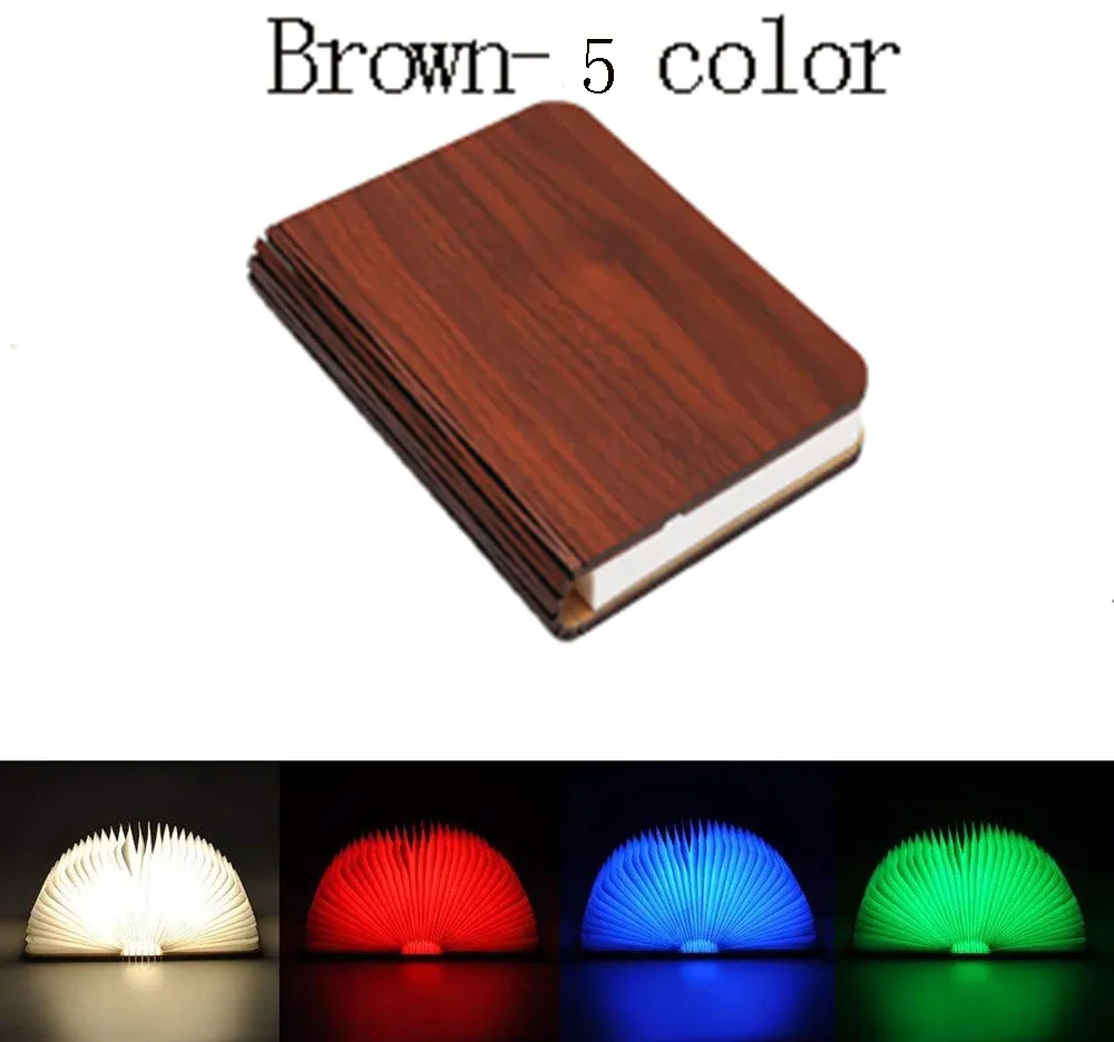 Livre lumineux pliable en bois avec éclairage LED, rechargeable, lampe de nuit créative pour enfants, cadeau d'anniversaire ou de Noël 8