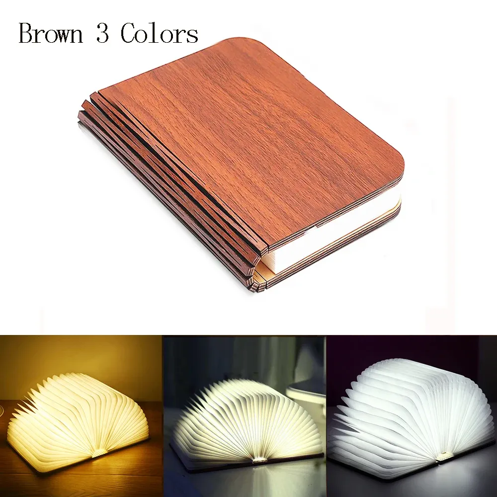 Livre lumineux pliable en bois avec éclairage LED, rechargeable, lampe de nuit créative pour enfants, cadeau d'anniversaire ou de Noël 7