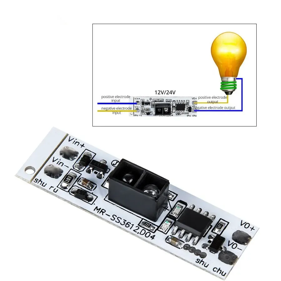Module de commutation intelligent à détecteur de mouvement et capteur de balayage tactile, CC 12 V / 24 V, 3 A, puissance max. 36 W, interrupteur d'éclairage