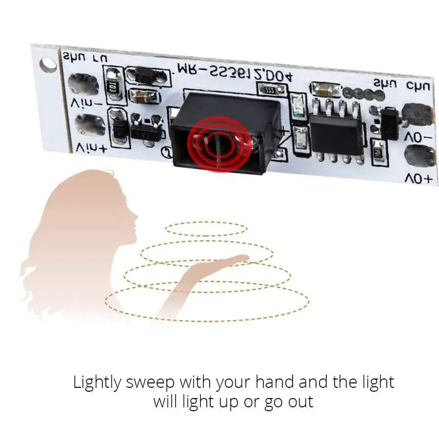 Module de commutation intelligent à détecteur de mouvement et capteur de balayage tactile, CC 12 V / 24 V, 3 A, puissance max. 36 W, interrupteur d'éclairage 3