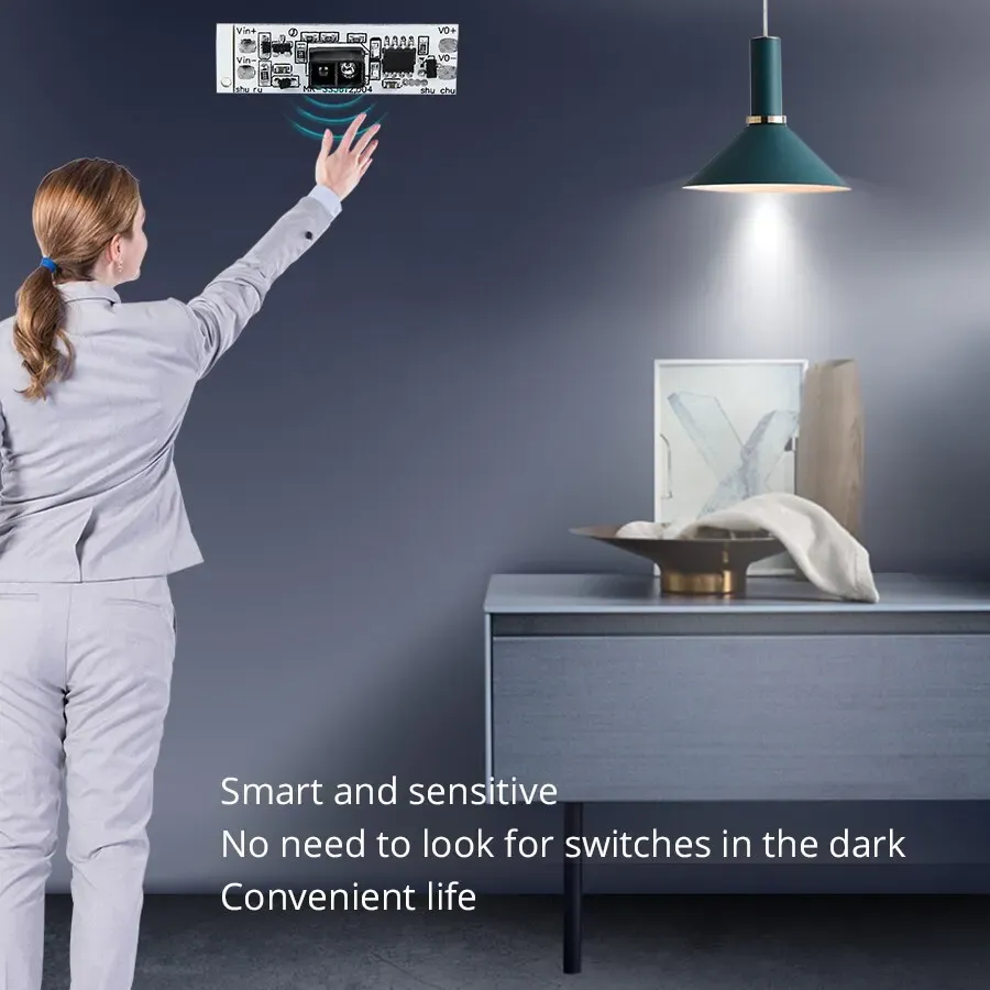 Module de commutation intelligent à détecteur de mouvement et capteur de balayage tactile, CC 12 V / 24 V, 3 A, puissance max. 36 W, interrupteur d'éclairage 5
