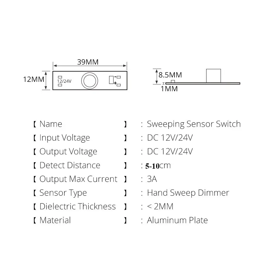 Module de commutation intelligent à détecteur de mouvement et capteur de balayage tactile, CC 12 V / 24 V, 3 A, puissance max. 36 W, interrupteur d'éclairage 6