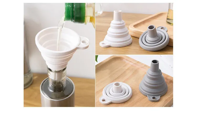 Entonnoir en silicone pliable, vue d'ensemble