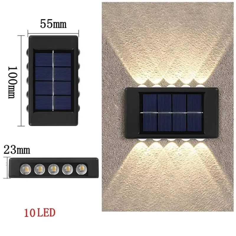 Applique murale solaire d'extérieur à 12 LED, étanche, éclairage décoratif pour jardin, cour et balustrade 1