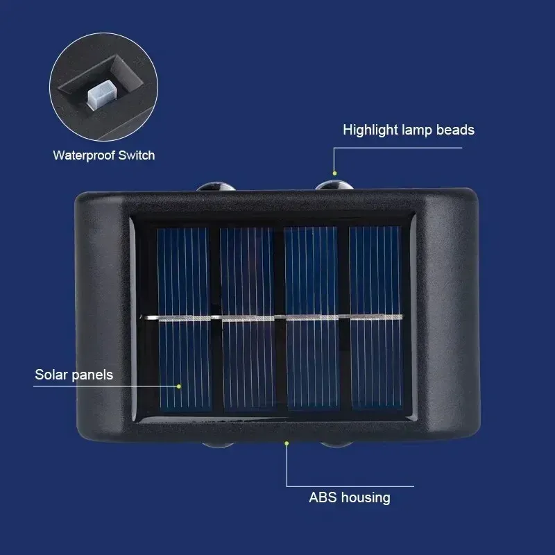 Applique murale solaire d'extérieur à 12 LED, étanche, éclairage décoratif pour jardin, cour et balustrade 4