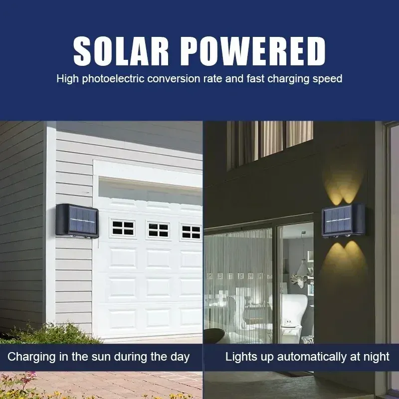 Applique murale solaire d'extérieur à 12 LED, étanche, éclairage décoratif pour jardin, cour et balustrade 5