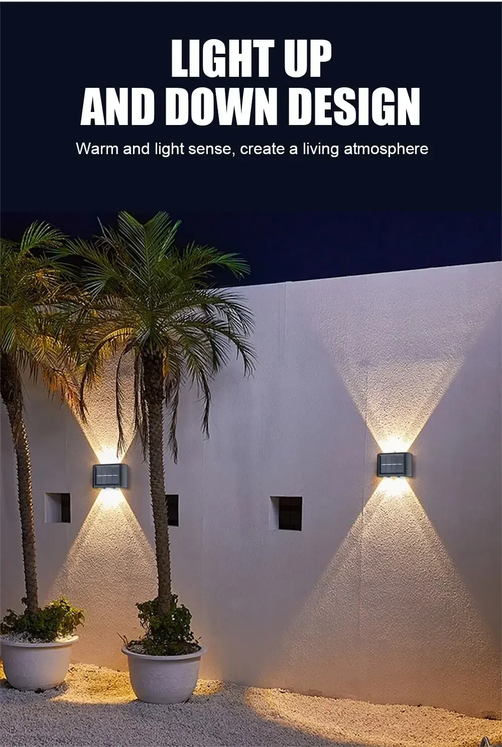 Applique solaire installée sur un mur extérieur