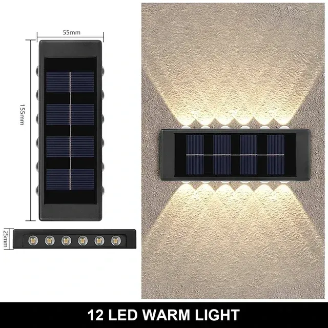 Applique murale solaire d'extérieur à 12 LED, étanche, éclairage décoratif pour jardin, cour et balustrade 14