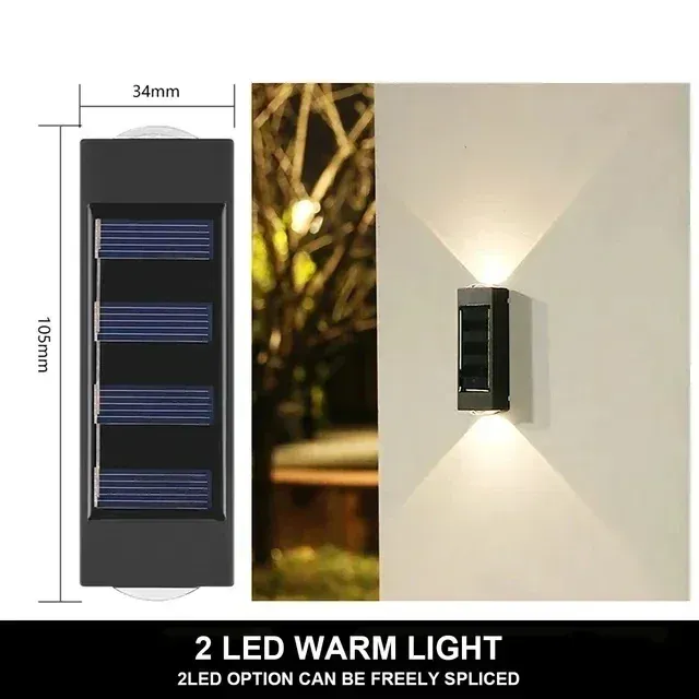 Applique murale solaire d'extérieur à 12 LED, étanche, éclairage décoratif pour jardin, cour et balustrade 17