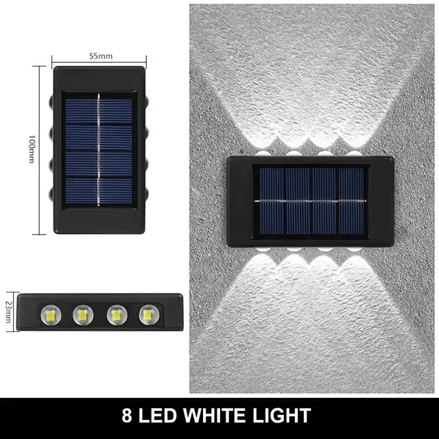 Applique murale solaire d'extérieur à 12 LED, étanche, éclairage décoratif pour jardin, cour et balustrade 9