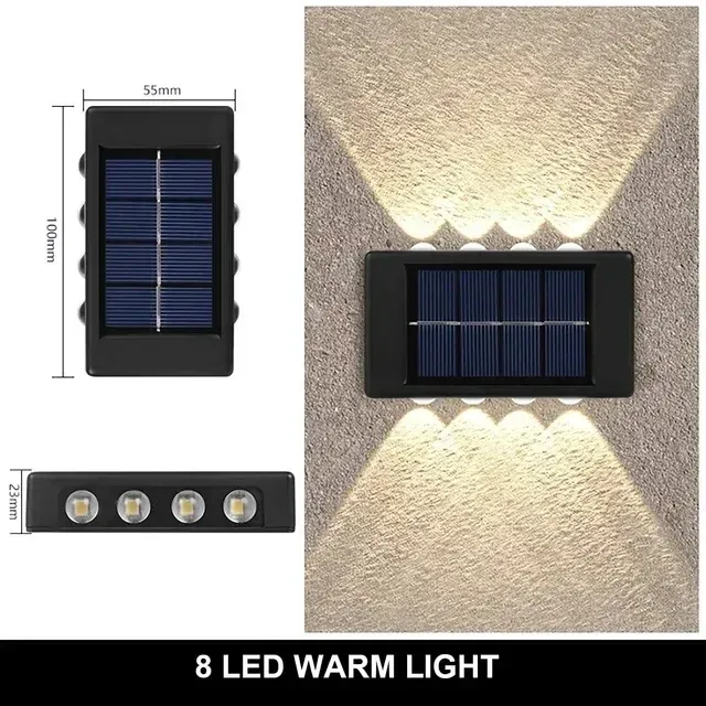 Applique murale solaire d'extérieur à 12 LED, étanche, éclairage décoratif pour jardin, cour et balustrade 12