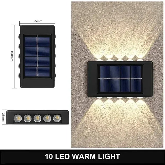 Applique murale solaire d'extérieur à 12 LED, étanche, éclairage décoratif pour jardin, cour et balustrade 11