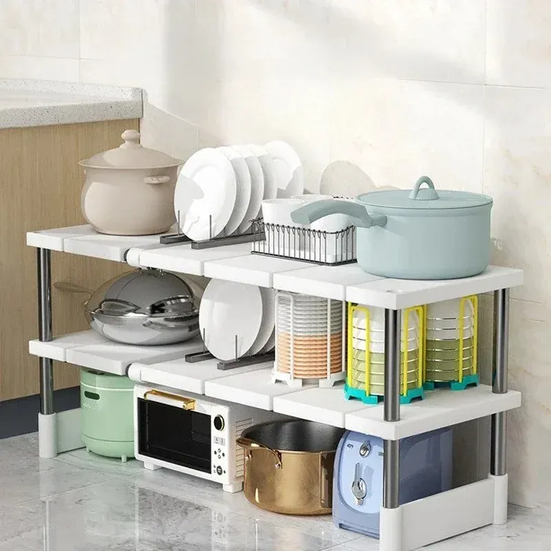 Étagères de rangement empilables T1 avec séparateurs, support télescopique et rangement pour vêtements de garde-robe 3