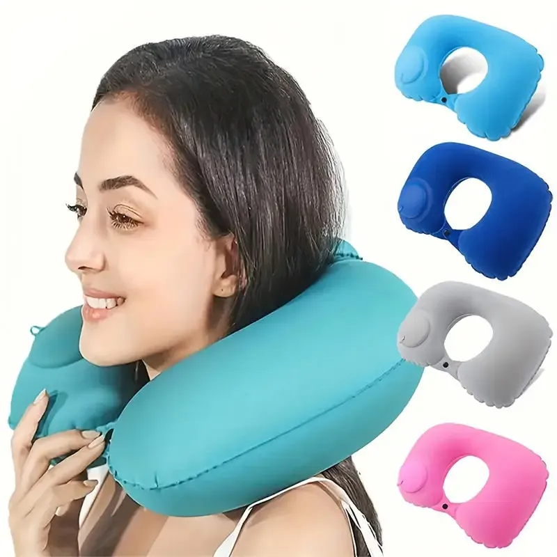 Oreiller gonflable de voyage en forme de U, portable et facile à ranger, idéal pour les voyages d'affaires et le plein air 4