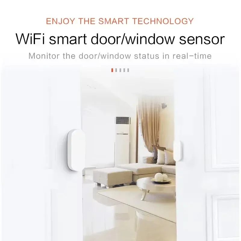 Capteur de porte WiFi intelligent Tuya, détecteur d'ouverture et de fermeture pour maison connectée, notifications via l'application Smart Life, compatible Alexa et Google Home 6