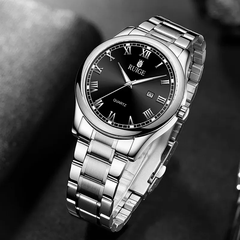 Montre-bracelet étanche pour homme RUIGE, cadran à chiffres romains, design minimaliste, lumineuse dans l'obscurité 6