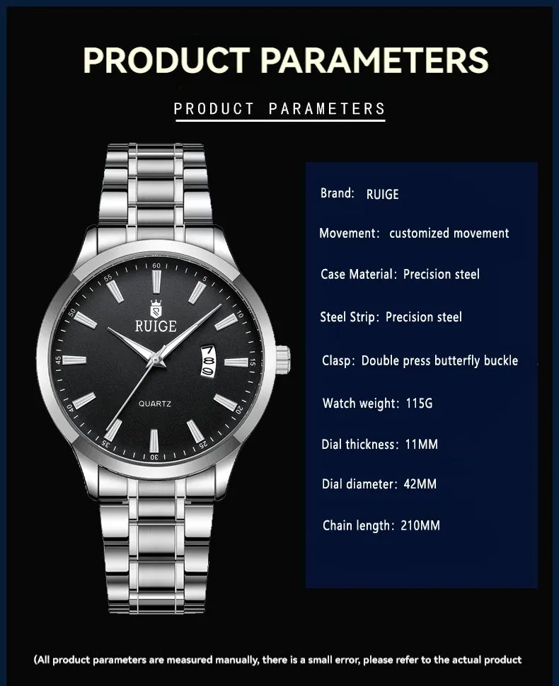 Montre RUIGE pour homme, look décontracté