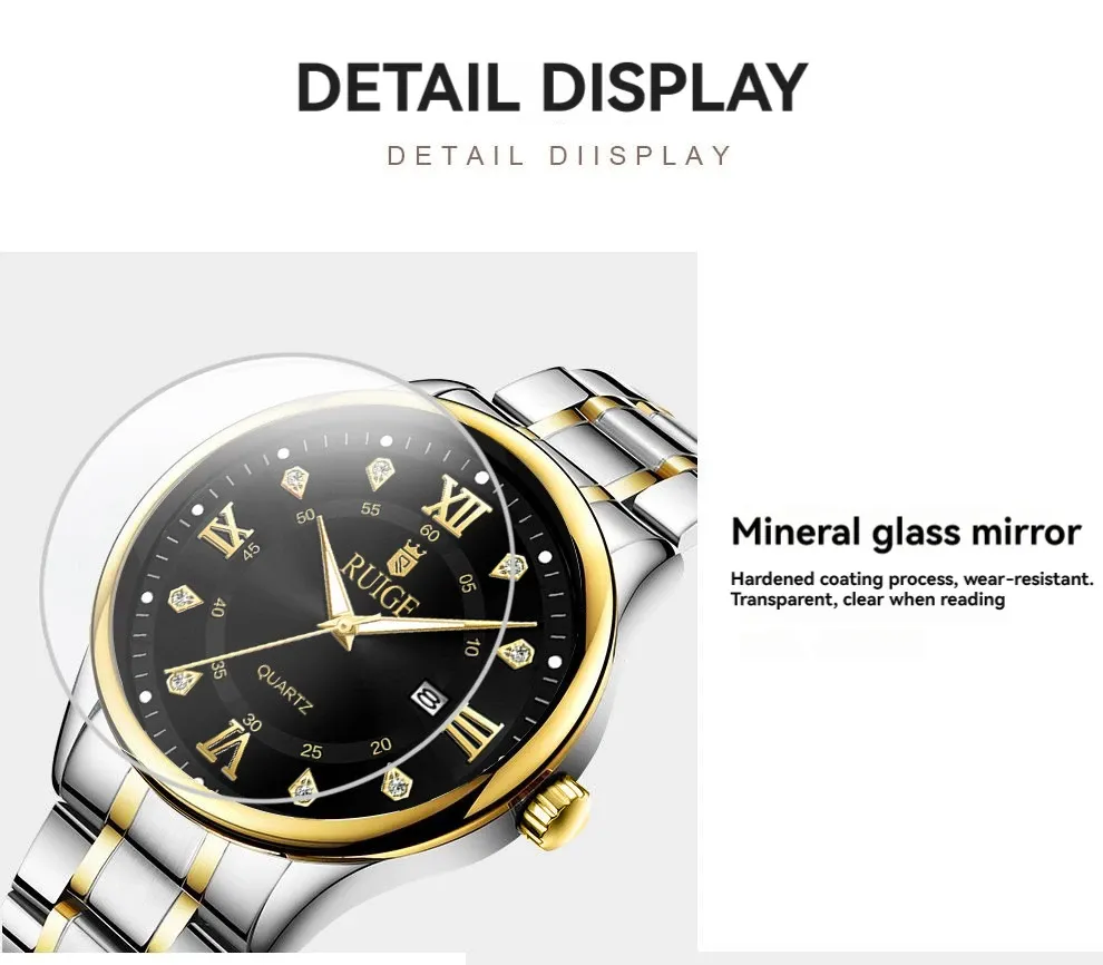 Montre RUIGE pour homme, détail des indices