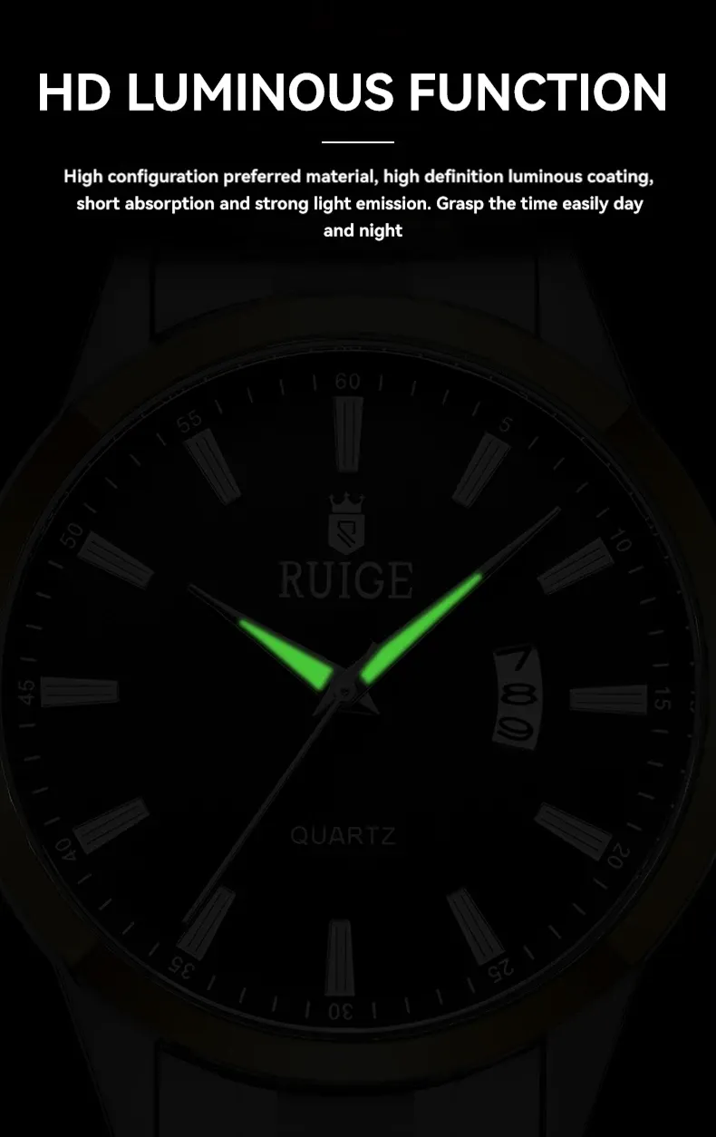 Montre RUIGE pour homme, cadran lumineux