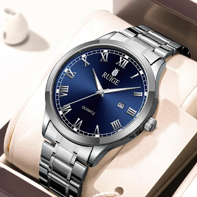 Montre-bracelet étanche pour homme RUIGE, cadran à chiffres romains, design minimaliste, lumineuse dans l'obscurité 7