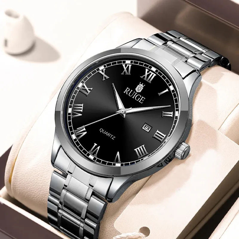 Montre-bracelet étanche pour homme RUIGE, cadran à chiffres romains, design minimaliste, lumineuse dans l'obscurité 10