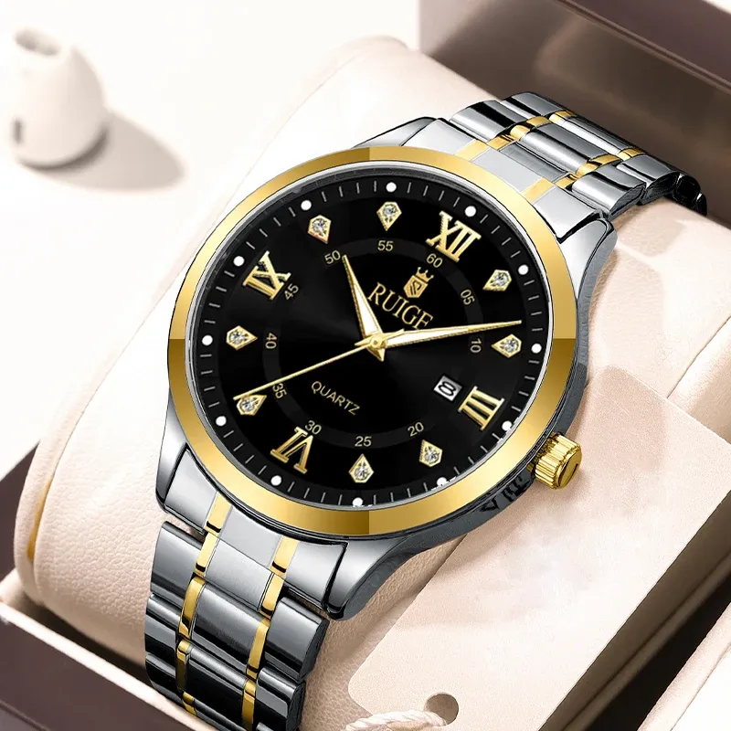 Montre-bracelet étanche pour homme RUIGE, cadran à chiffres romains, design minimaliste, lumineuse dans l'obscurité 9