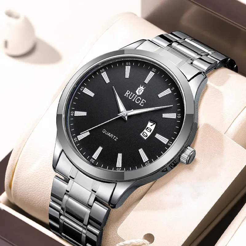 Montre-bracelet étanche pour homme RUIGE, cadran à chiffres romains, design minimaliste, lumineuse dans l'obscurité 12