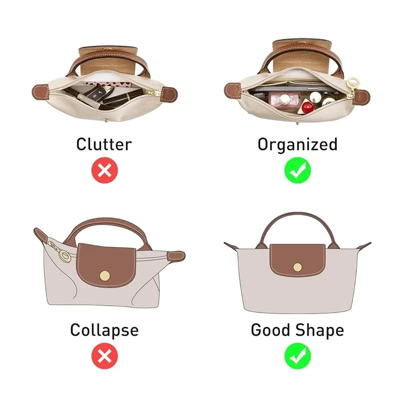 Organisateur de sac pour Longchamp, petit fourre-tout, sacs de synchronisation, rangement et finition, doublure intérieure, sacs à main, organisateur d'insertion adapté à la taille Mini

Wait, that's the source text in French already, so I'll translate it into clean, professional French with the keyword stuffing removed:

Organisateur de sac Longchamp Mini, insert de rangement en tissu avec doublure intérieure 4