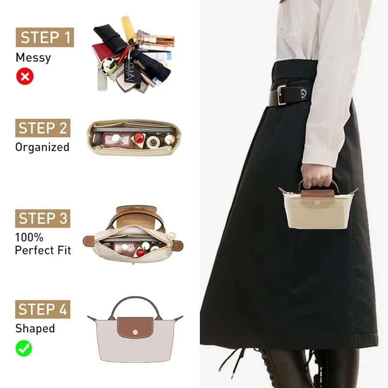 Organisateur de sac pour Longchamp, petit fourre-tout, sacs de synchronisation, rangement et finition, doublure intérieure, sacs à main, organisateur d'insertion adapté à la taille Mini

Wait, that's the source text in French already, so I'll translate it into clean, professional French with the keyword stuffing removed:

Organisateur de sac Longchamp Mini, insert de rangement en tissu avec doublure intérieure 5