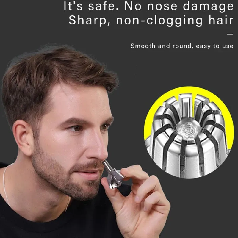 Tondeuse à poils de nez pour hommes et femmes, rasoir mécanique manuel en acier inoxydable avec brosse de nettoyage lavable 3
